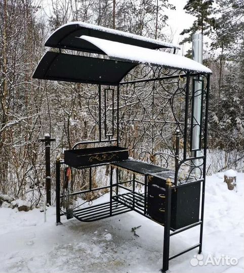Кованый мангал с печью