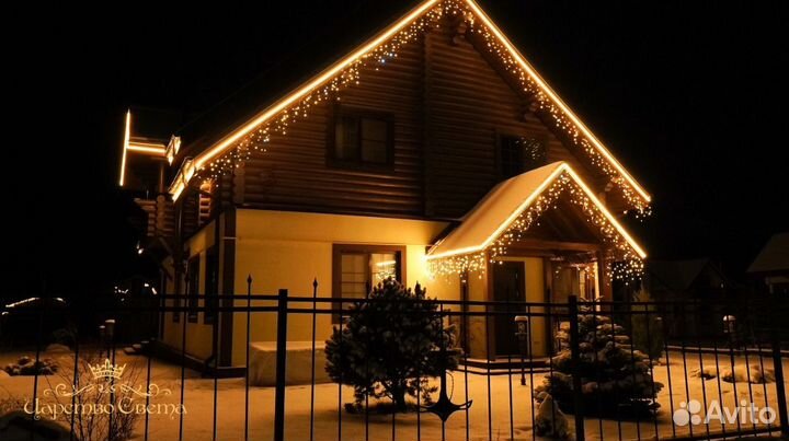 Украшение домов гирляндами
