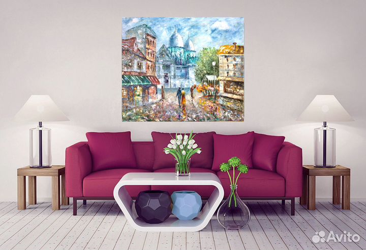 Картина» Париж после дождя « масло холст 50х70