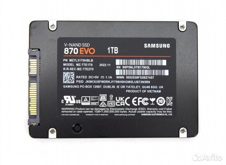 Твердотельный накопитель 1TB SSD Samsung 870 EVO