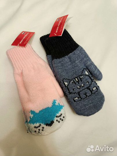 Варежки для девочки новые 16 размер 8-10 лет