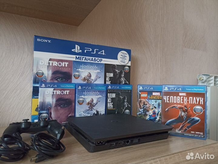 Sony playstation 4 slim 1tb + джойстик + 5игр