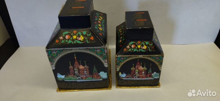 Коробки духи+одеколон чёрный ларец новая заря 19