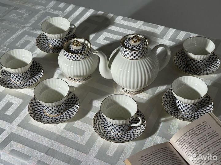 Чайный сервиз ифз Волна кобальтовая сетка