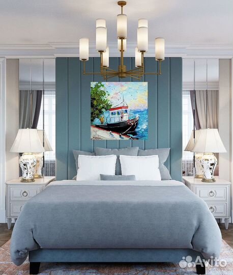 Картина маслом с морем Морской пейзаж 20х20 см