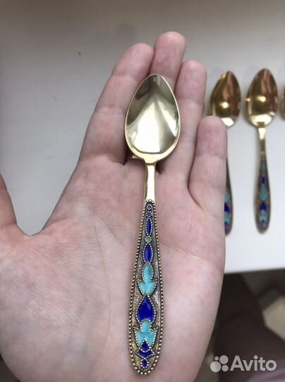 Ложка серебро эмаль СССР 84