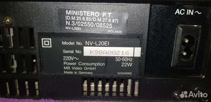 Panasonic NV-L20HQ (Made Germany) видеомагнитофон