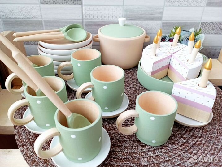 Деревянная посудка детская, пирамидки