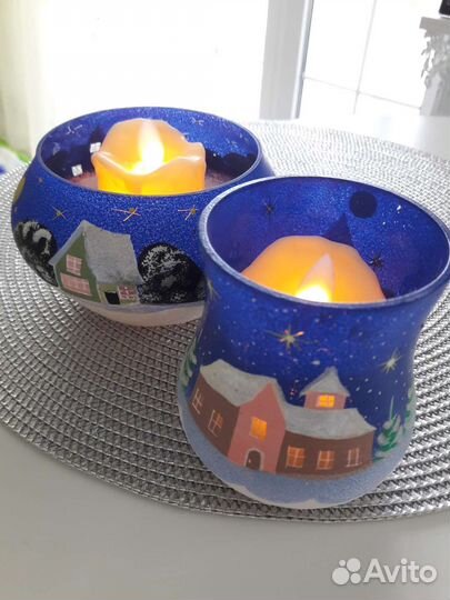 Подсвечники из стекла с росписью