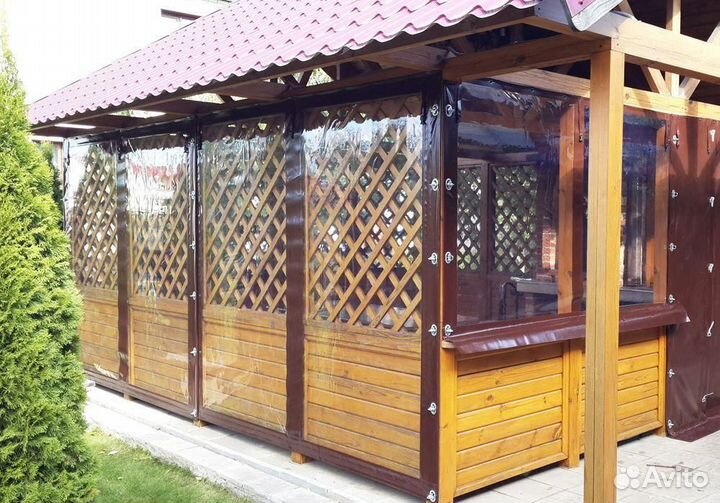 Мягкие окна безрамное остекление веранд, беседок