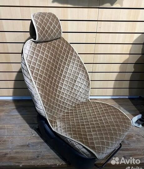 Накидки на сиденья велюр с бортами золотистый