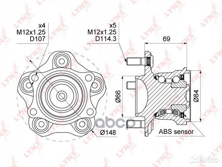Ступица колеса зад прав/лев WH1053 lynxauto