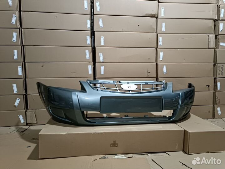 Бампер передний Лада приора средний серо-зеленый