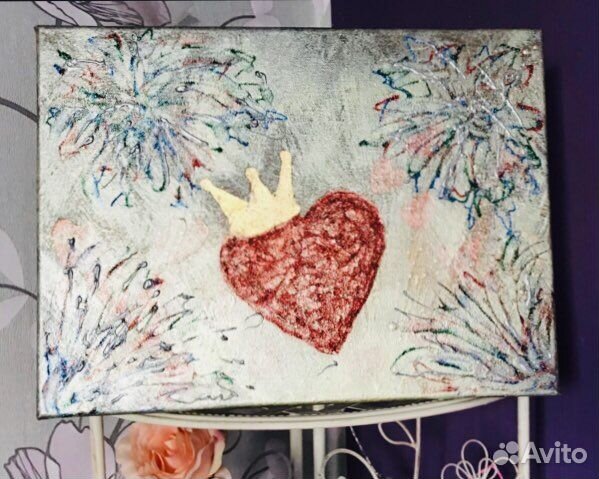 Картина сердце в короне признание 40х30х1,5 см