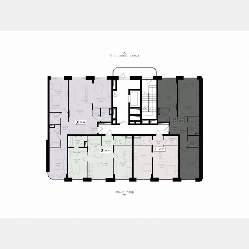 2-к. квартира, 72,1 м², 2/17 эт.