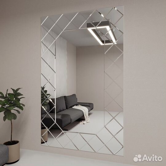 Зеркало в прихожую панно ромбики зеркальная плитка