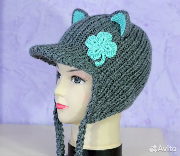 Детская шапка с ушками Кошка детская Новая