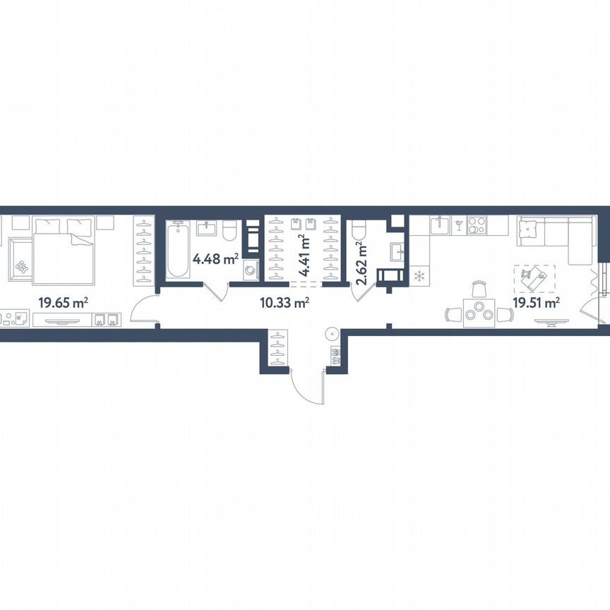 1-к. квартира, 62,9 м², 9/11 эт.