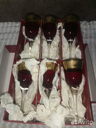 Бокалы 6шт Bohemian ручной работы. Чехословакия