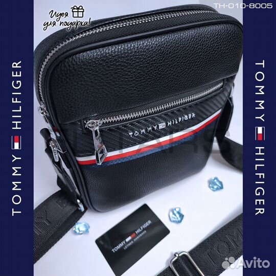 Сумка мужская карбон с лого Tommy Hilfiger арт8005