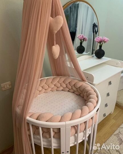 Кроватка овальная, круглая трансформер