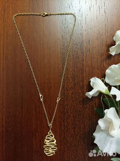 Цепочка с кулоном, бижутерный сплав эмаль стразы