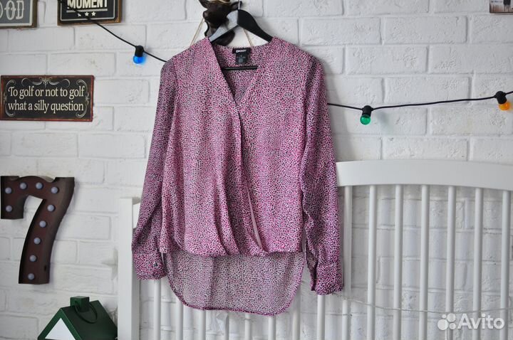 Dkny блузка леопард розовый