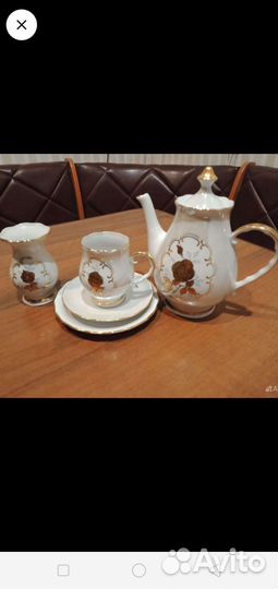 Кофейная пара,вазочка и кофейник,Рижский рфз