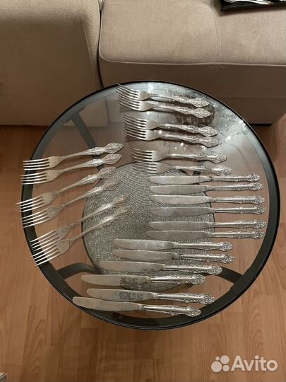 Чайные ложечки мельхиор, вилки и ножи