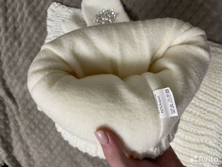 Комплект шапка шарф и варежки женские