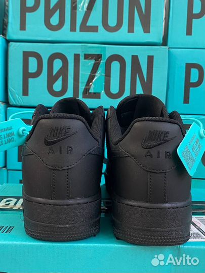 Nike Air Force 1 Black Черные Оригинал Poizon