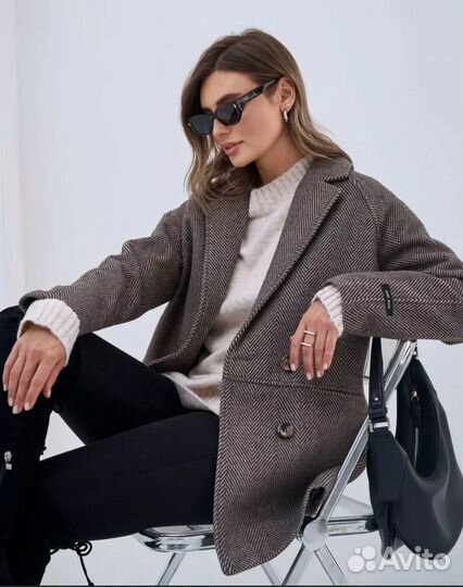 Пальто короткое оверсайз 54 размер шерсть kvin