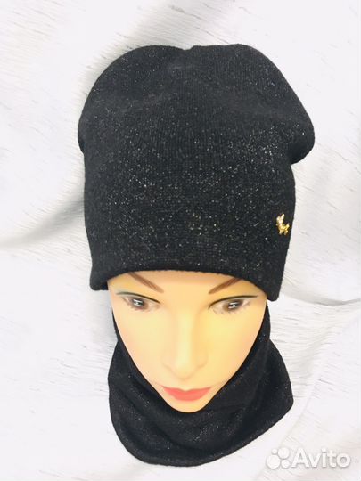 Комплект шапка и снуд на шею все на флисе