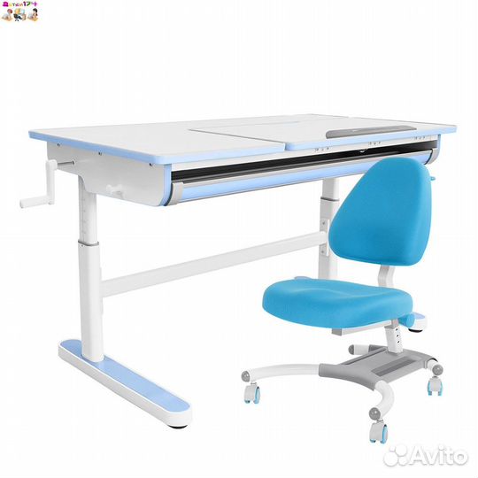 Gaudi парта + кресло (белый/голубой c голубым крес