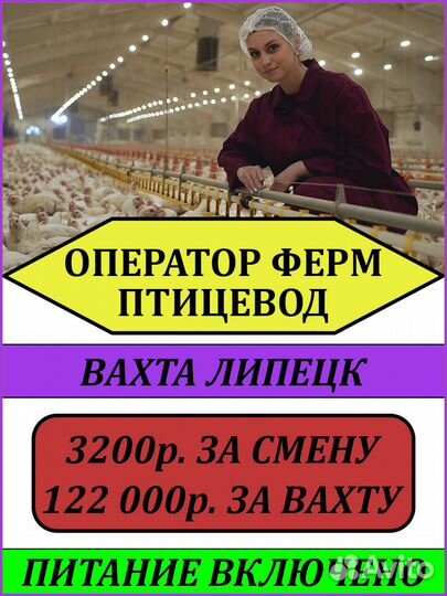 Оператор на птицефабрику. Вахта в Липецке