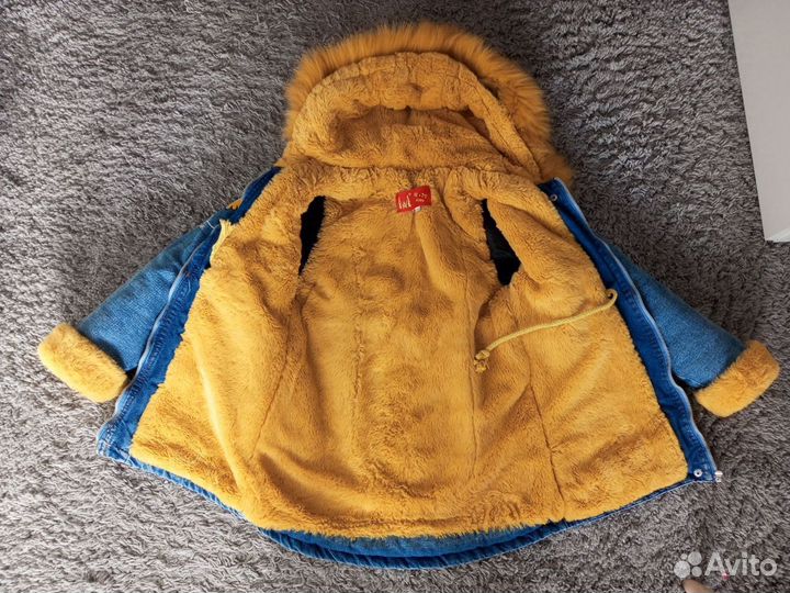 Парка джинсовая куртка зимняя 128-134
