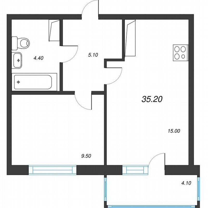 1-к. квартира, 35,2 м², 5/12 эт.