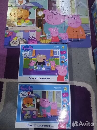Свинка пеппа, 2 настольные игры+ 2 коробки пазлов