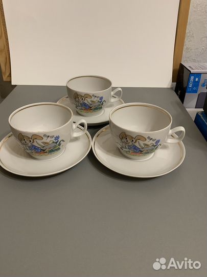 Набор чайный из 4 чашек и 3 блюдец, детский