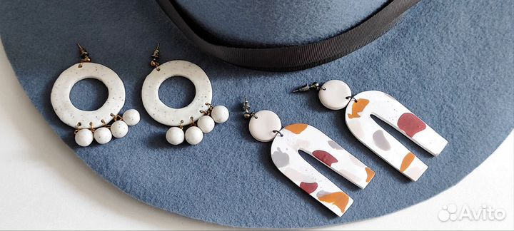Бижутерия серьги бохо из полимерной глины