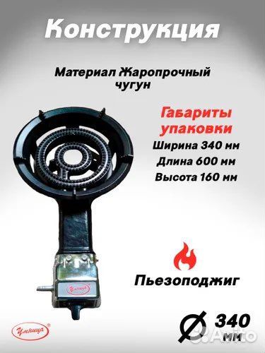 Газовая плитка (горелка) чугунная 10кВт для казана