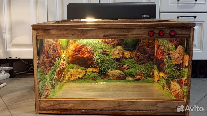 Террариум для рептилий+лампа+декор
