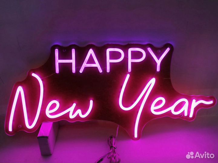 Интеръерные картины из неона Новый год
