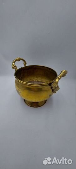 Антикварный зольник кашпо бронза львы