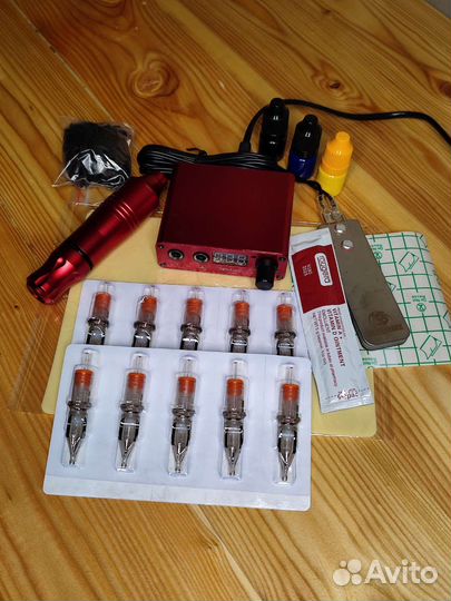 Набор для тату + блок питания+педаль и расходники