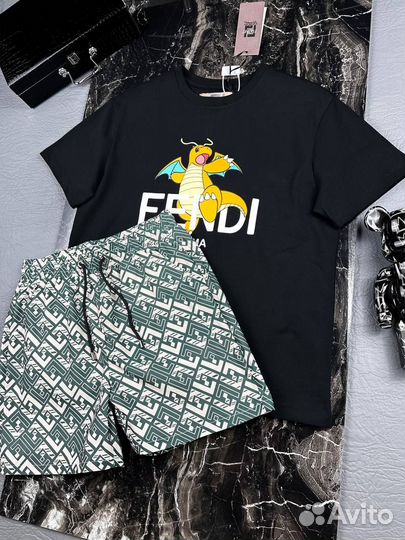 Fendi set шорты и футболка