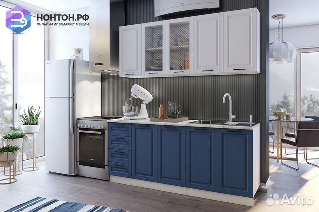 Кухня Вита 2.0 м белый / шато индиго