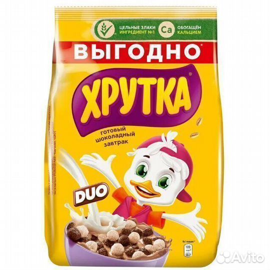 Опт - Готовый Завтрак Хрутка Шоколадный DUO 650г