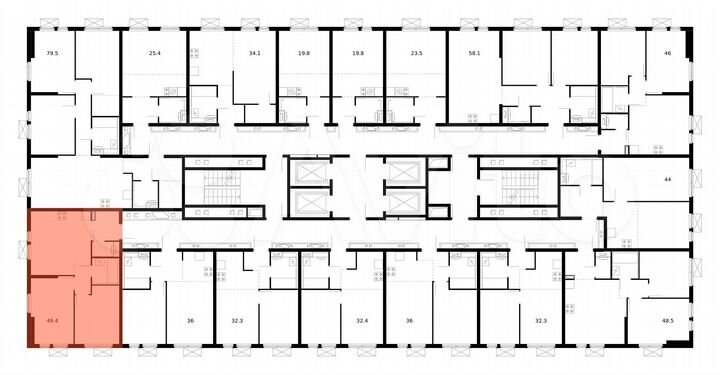 2-к. квартира, 49,4 м², 14/25 эт.