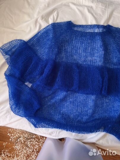 Вязаная паутинка с воланами из кид мохера